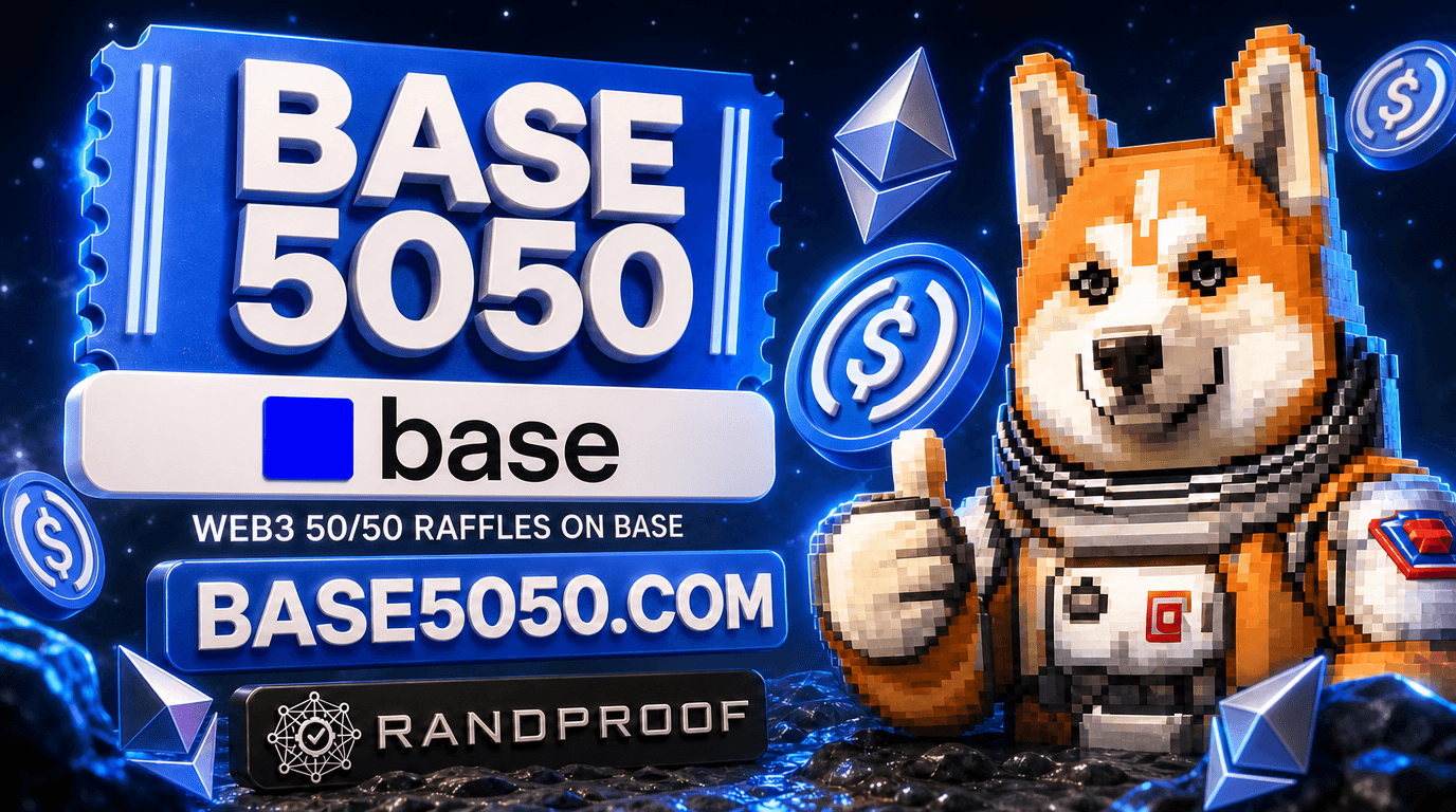 Web3 Raffle on Base — BASE5050 50/50 ETH + USDC raffles Web3 raffle on Base — create a 50/50 ETH or USDC raffle with BASE5050