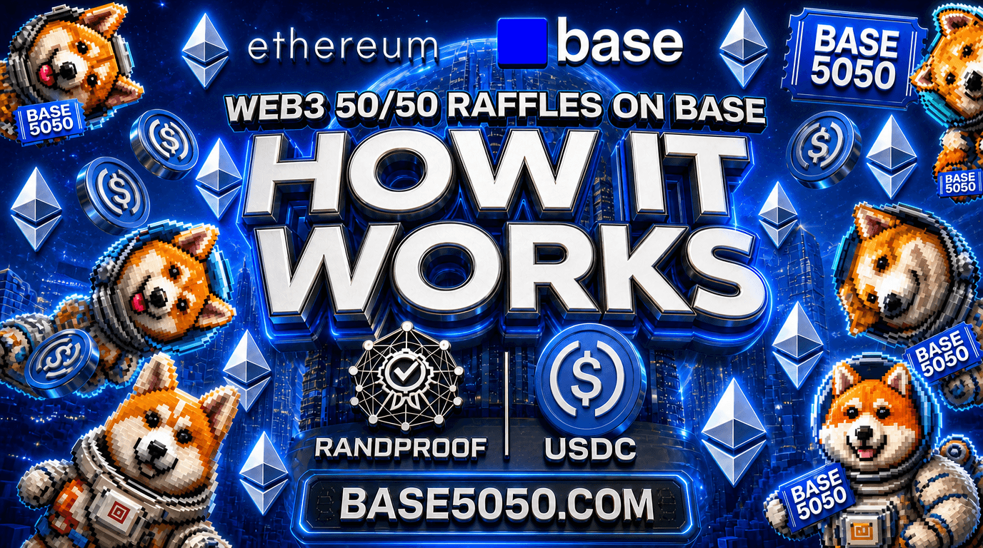 BASE5050 ETH Raffle — Web3 50/50 raffles on Base BASE5050 ETH raffle platform — Web3 50/50 raffles on Base